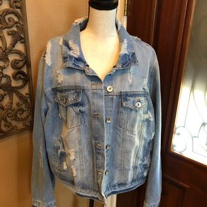 NWOT Distressed Denim Coat Size 3 X